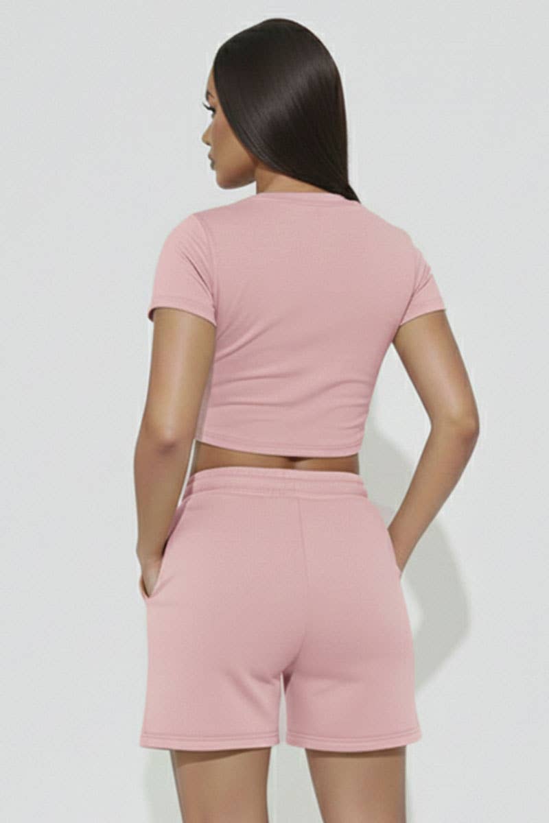 Alexander Fitted Crop Tee & Adjustable Drawstring Shorts Set