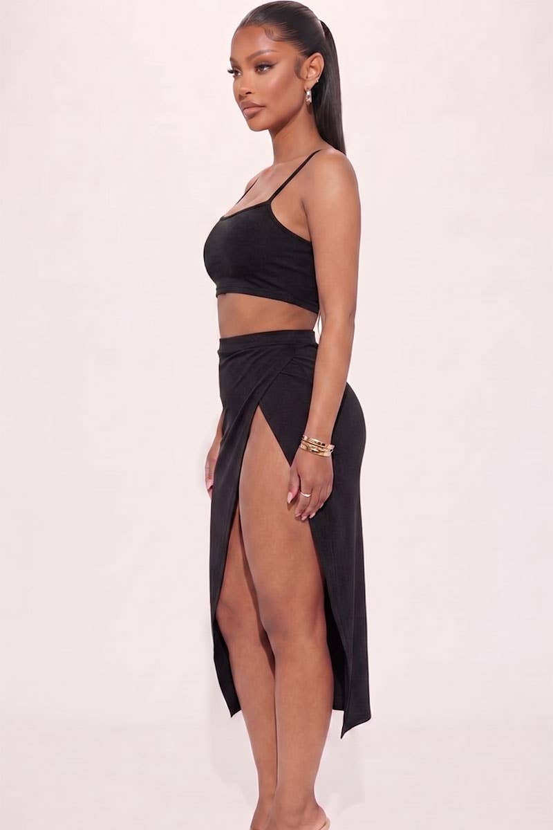 Logan Crop Cami & Split Thigh Maxi Skirt Set