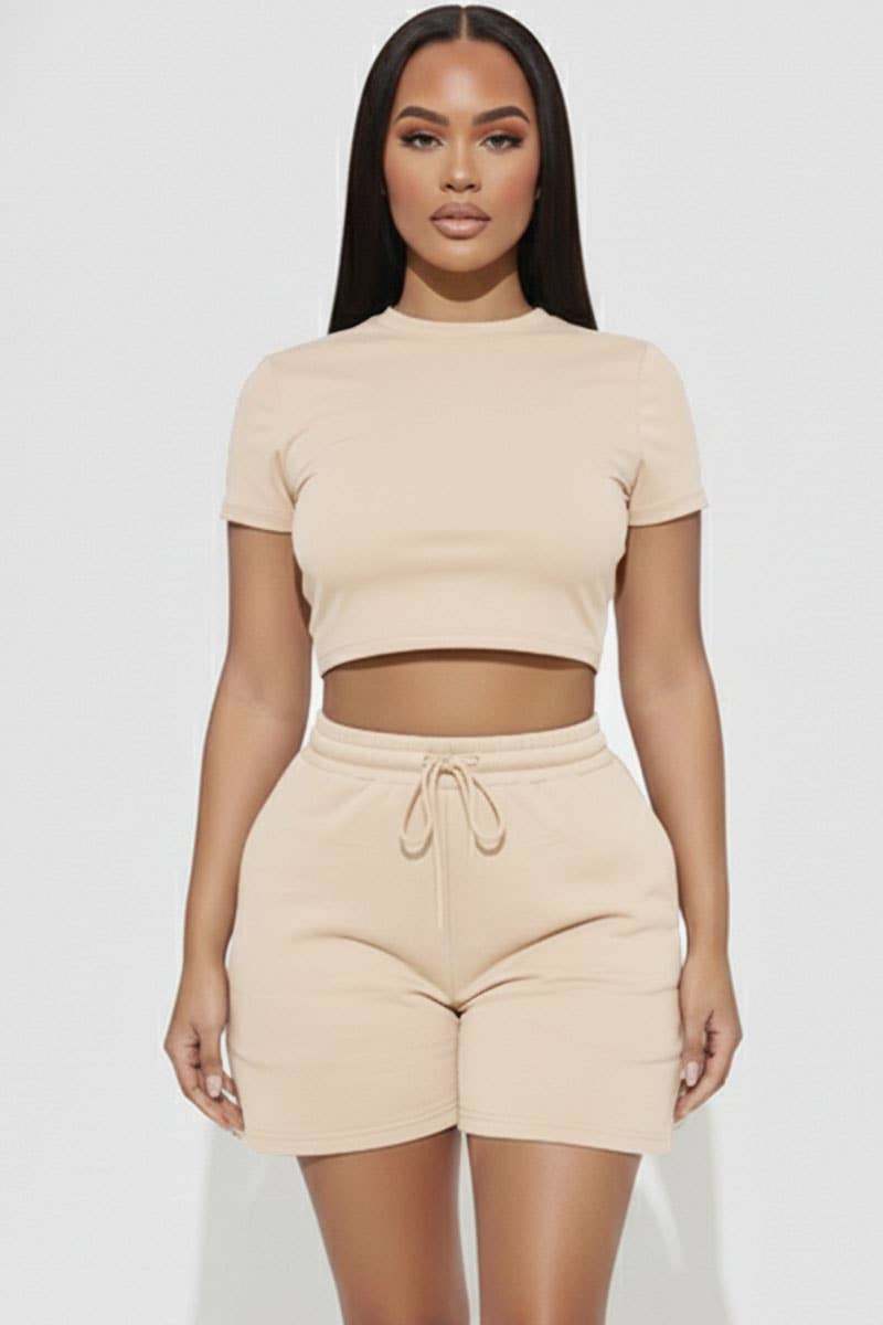 Alexander Fitted Crop Tee & Adjustable Drawstring Shorts Set