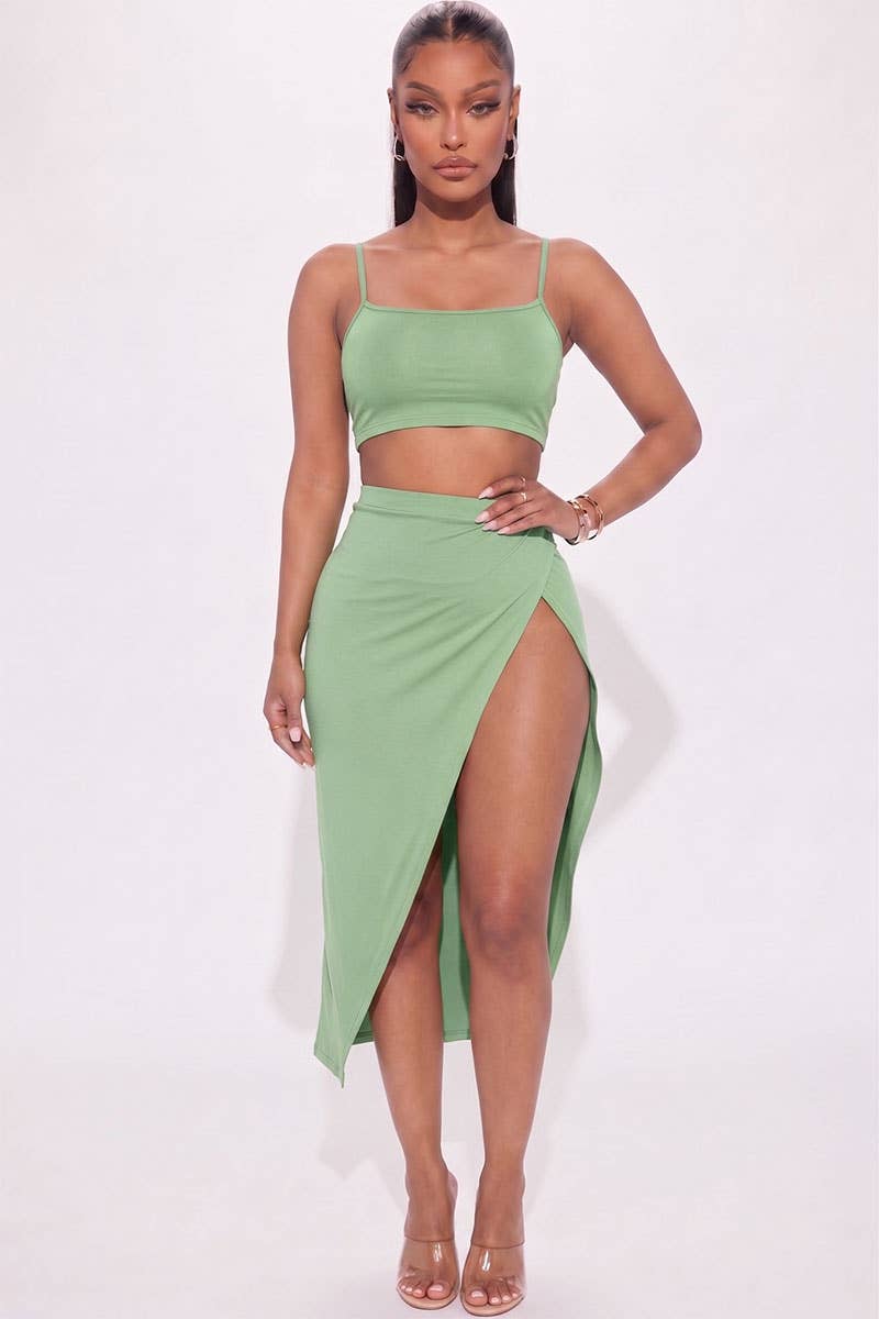 Logan Crop Cami & Split Thigh Maxi Skirt Set