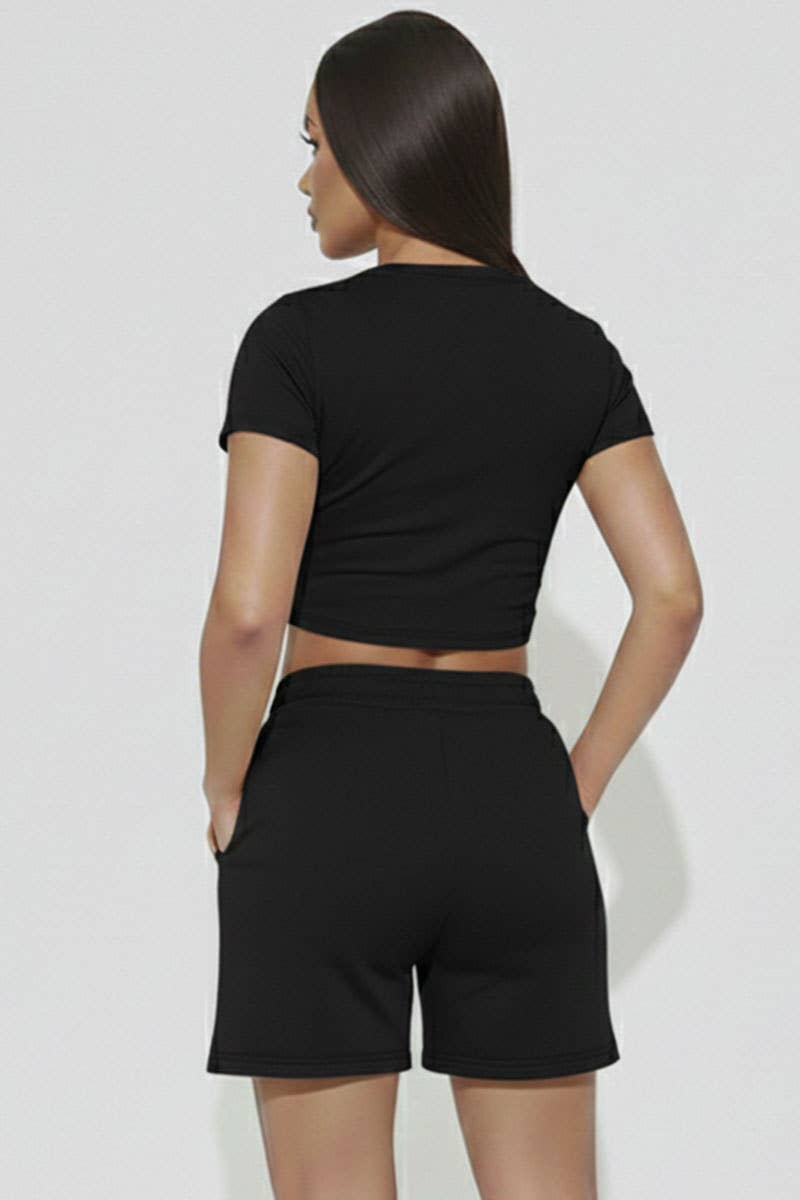 Alexander Fitted Crop Tee & Adjustable Drawstring Shorts Set