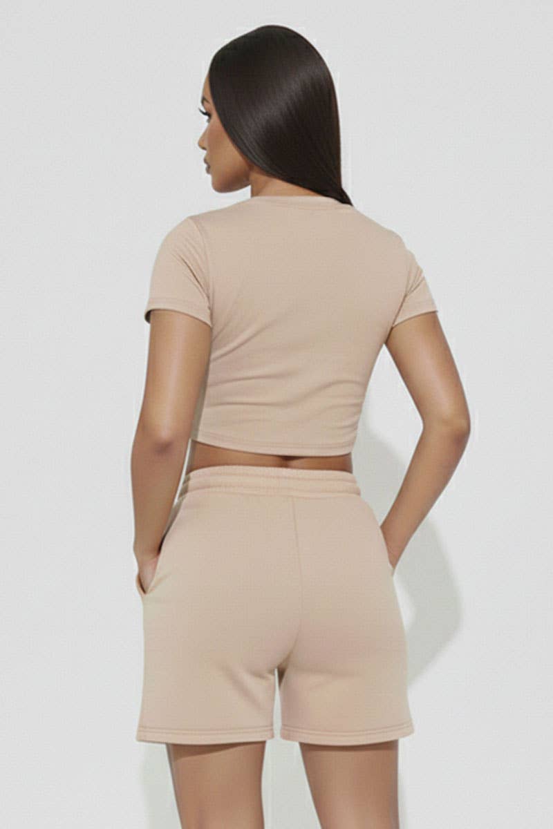 Alexander Fitted Crop Tee & Adjustable Drawstring Shorts Set