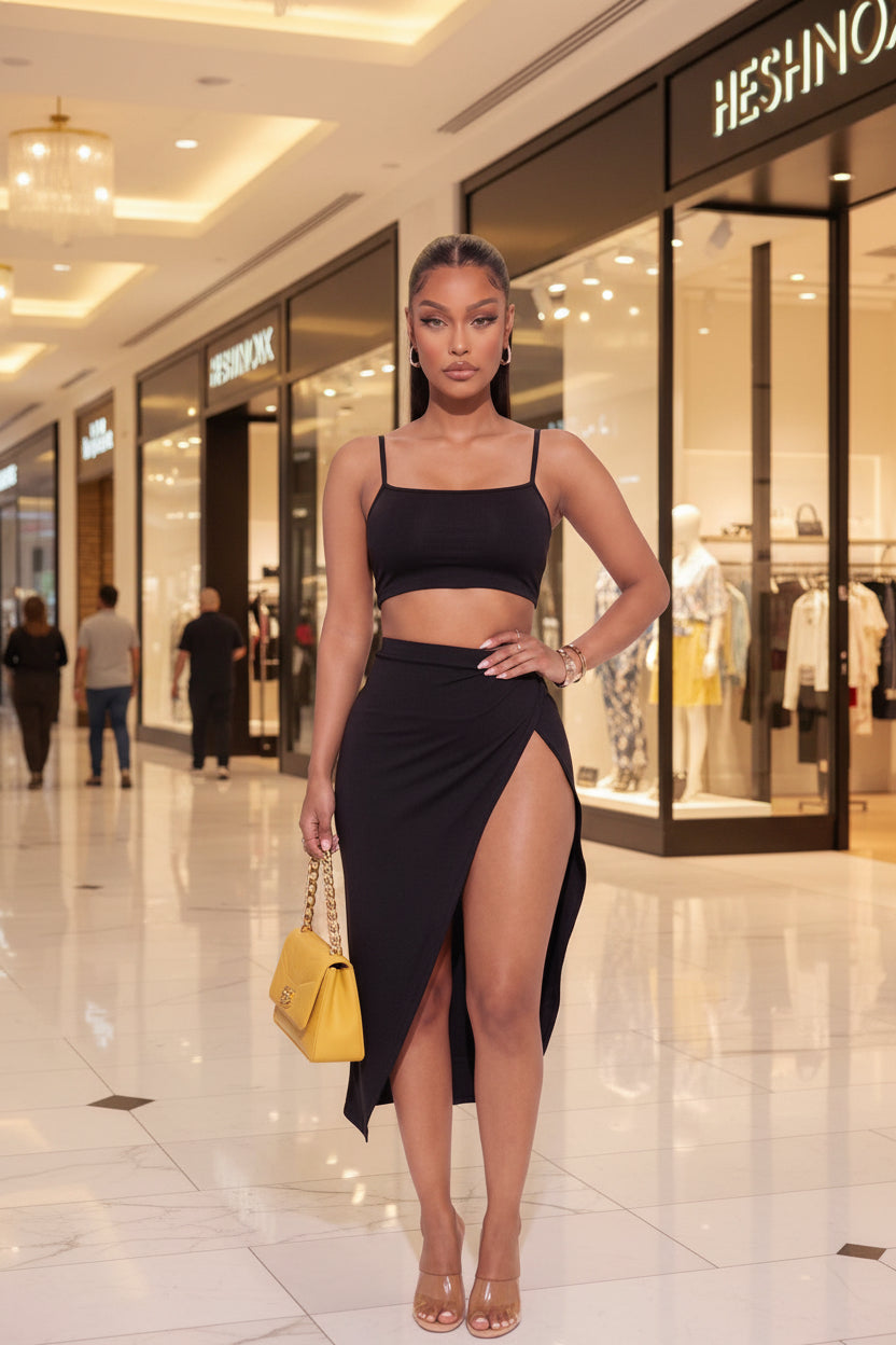 Logan Crop Cami & Split Thigh Maxi Skirt Set