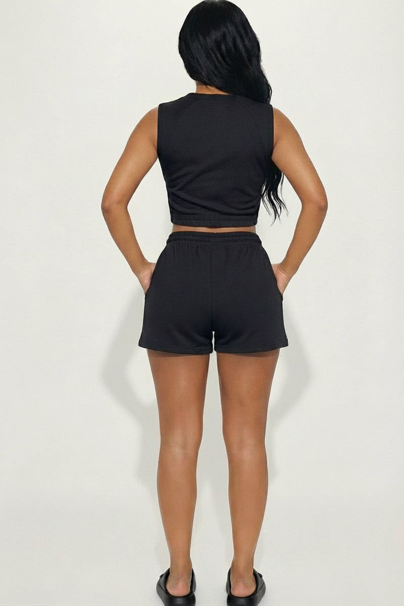 Blake Cotton French Terry Crop Top & Shorts Set
