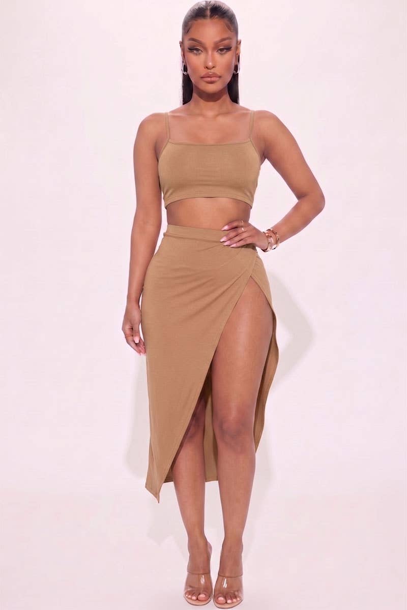 Logan Crop Cami & Split Thigh Maxi Skirt Set