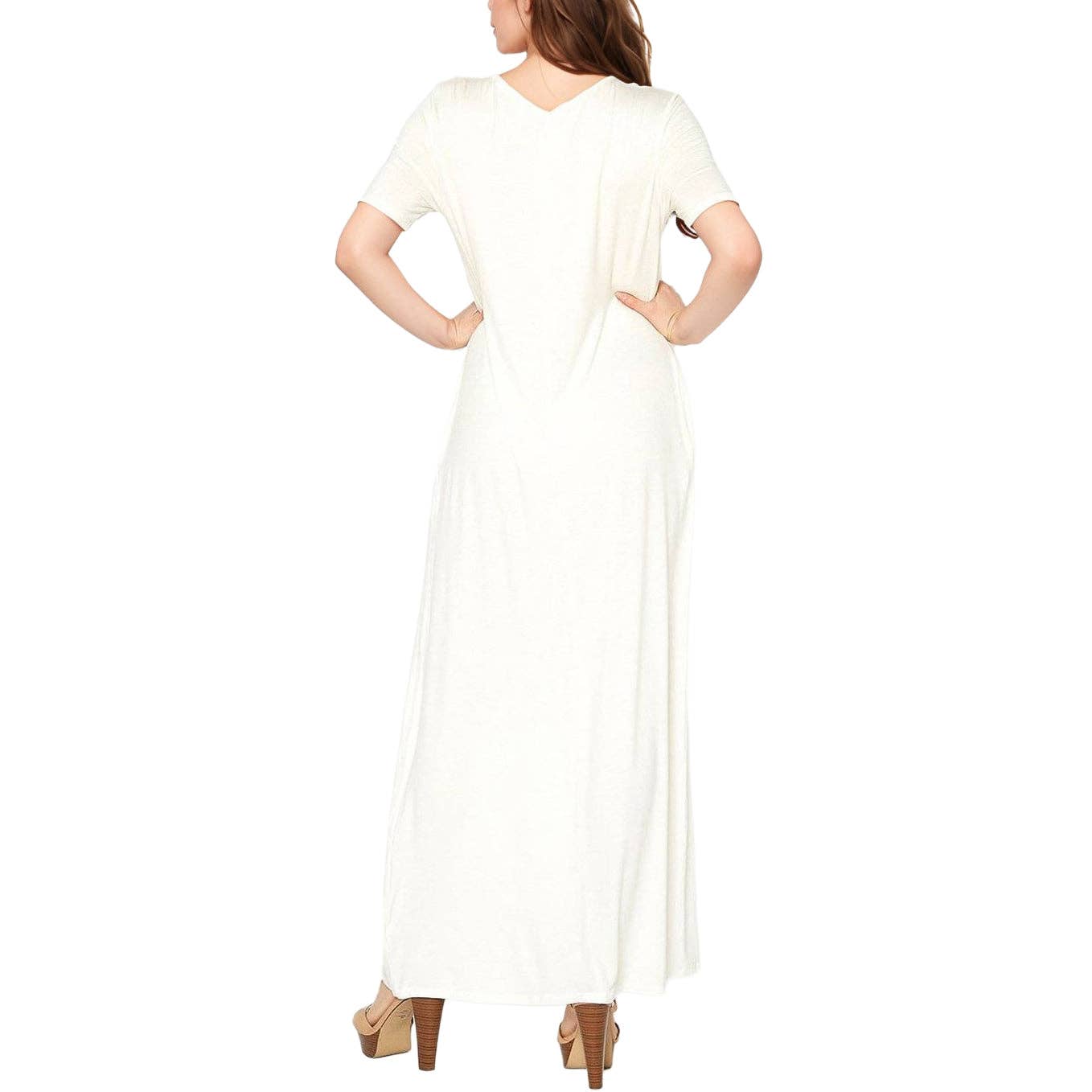 Bella V-neck Short Sleeve Maxi Dress With Pockets