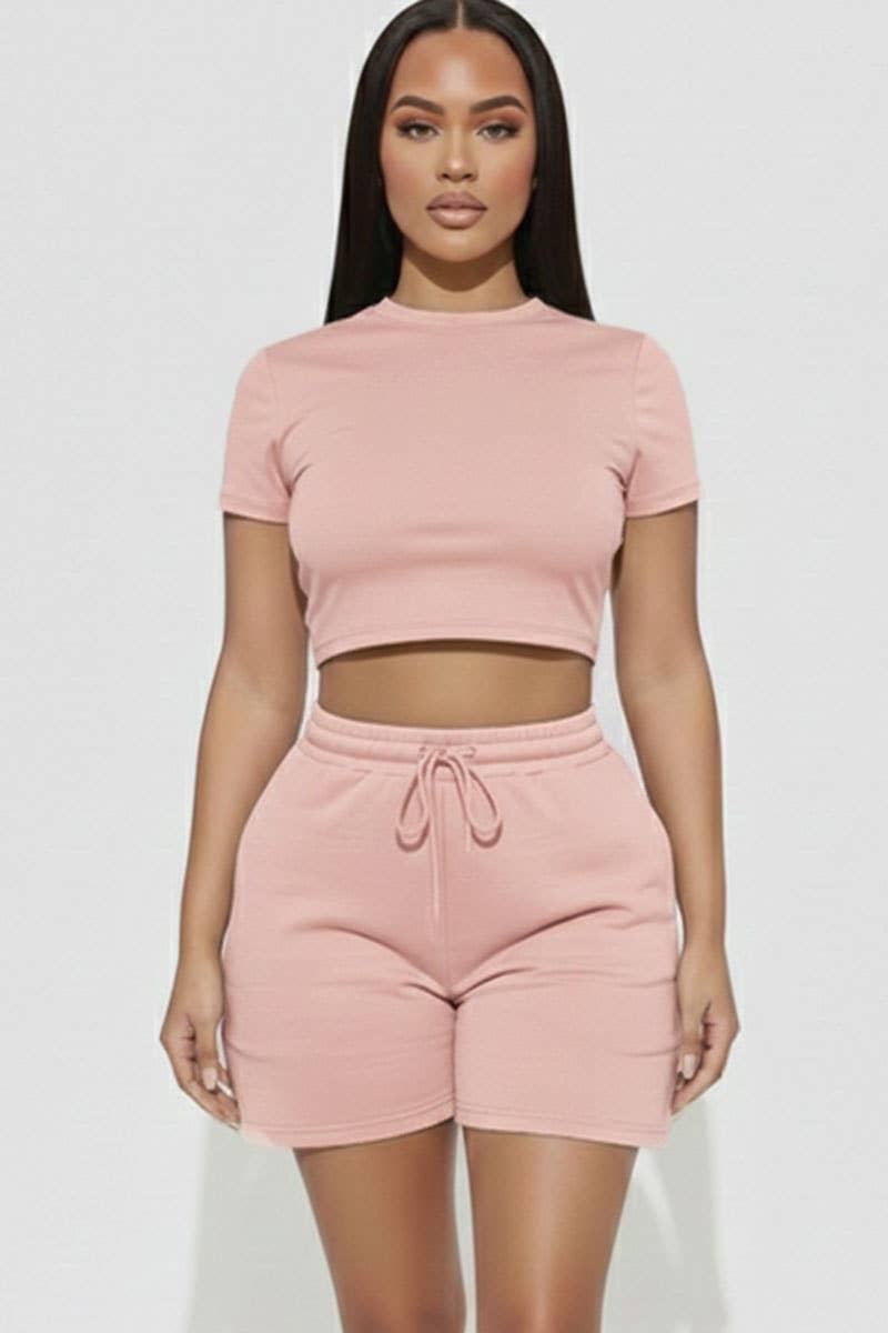 Alexander Fitted Crop Tee & Adjustable Drawstring Shorts Set