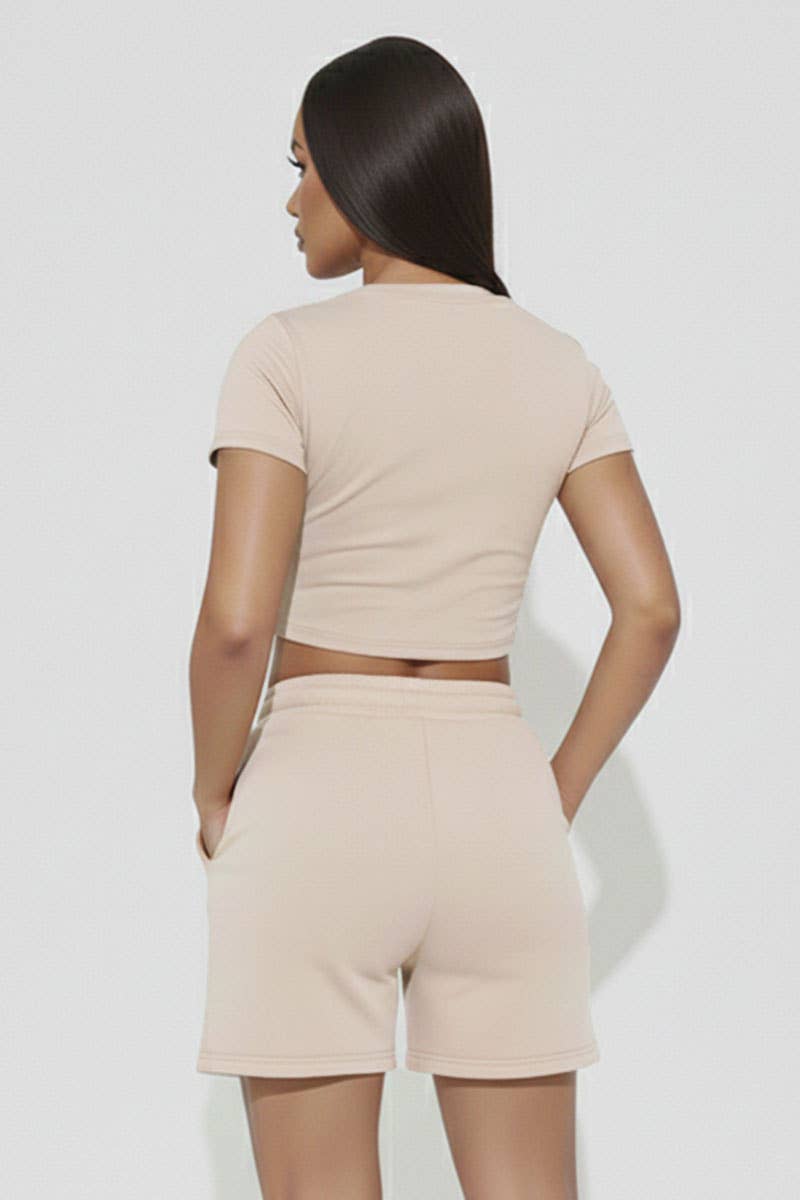Alexander Fitted Crop Tee & Adjustable Drawstring Shorts Set