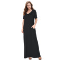 Bella V-neck Short Sleeve Maxi Dress With Pockets