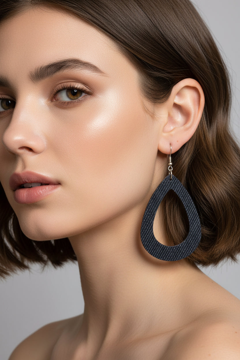 Sasha Dark Blue Denim Earrings