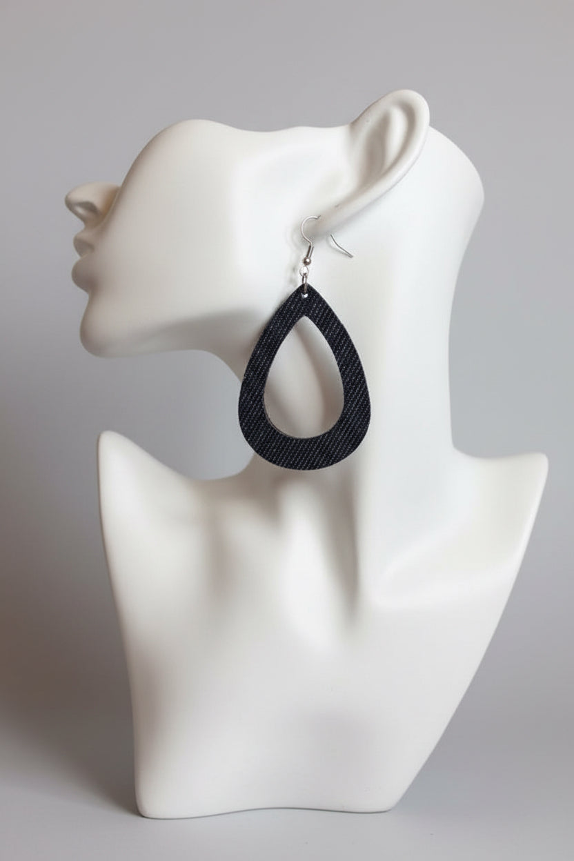Sasha Dark Blue Denim Earrings