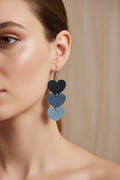 Denim Triple Heart Earrings