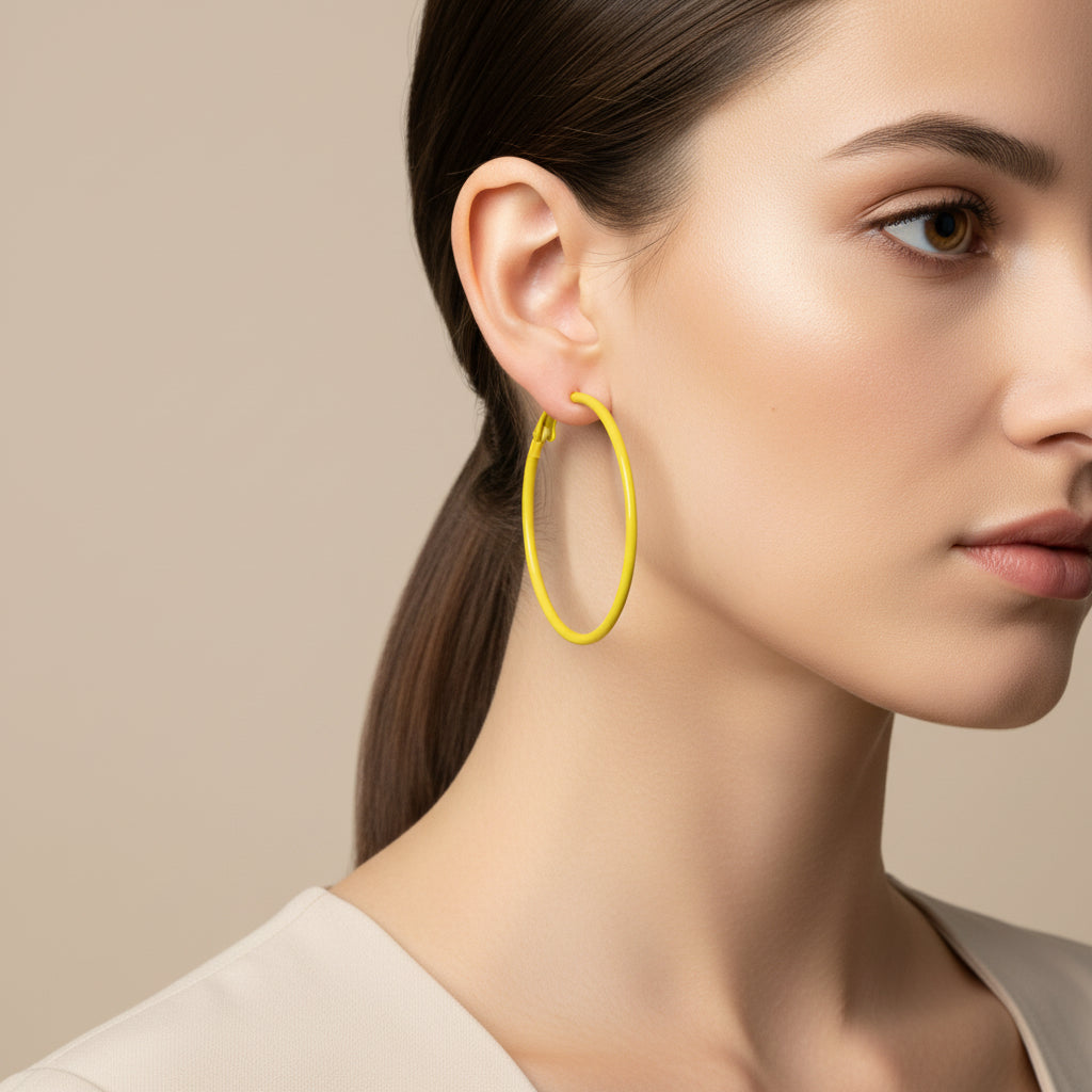 Boucles d'oreilles créoles jaunes de taille moyenne