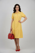 Lilly Yellow Button Up Dress