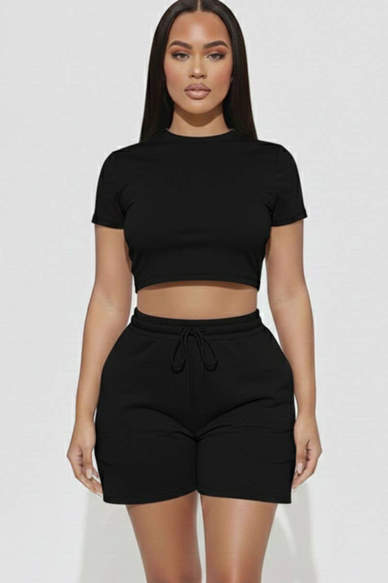 Alexander Fitted Crop Tee & Adjustable Drawstring Shorts Set