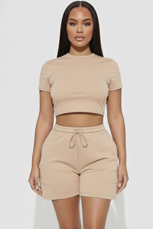 Alexander Fitted Crop Tee & Adjustable Drawstring Shorts Set