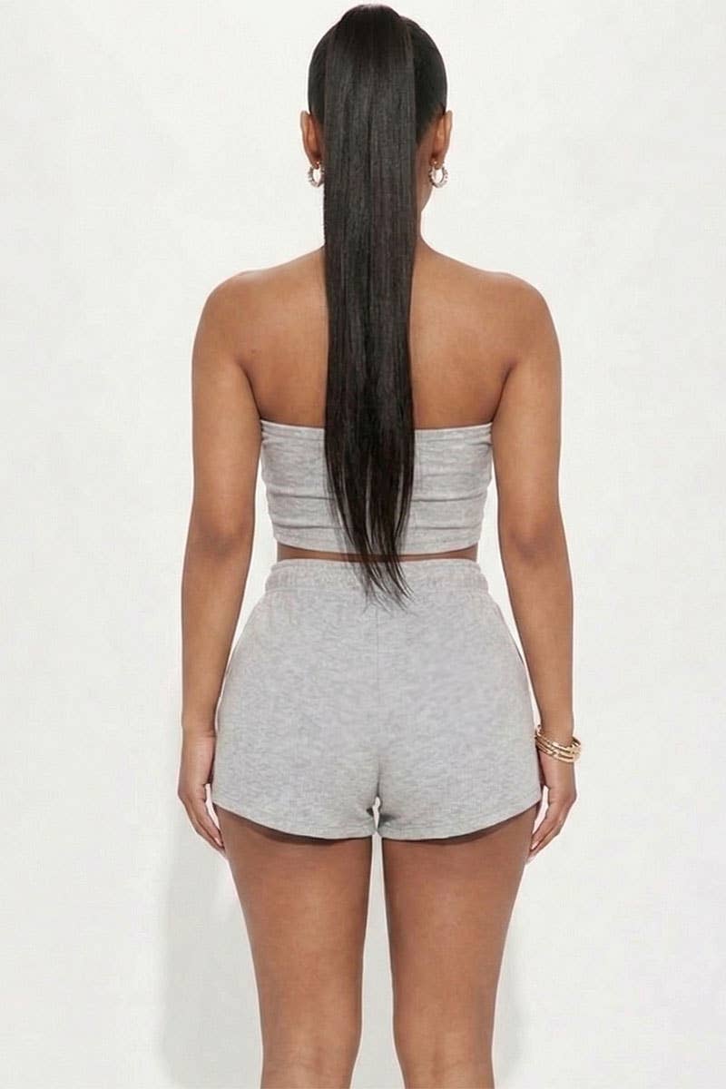 Samantha Solid Color Tube Top And Shorts Two Piece Set
