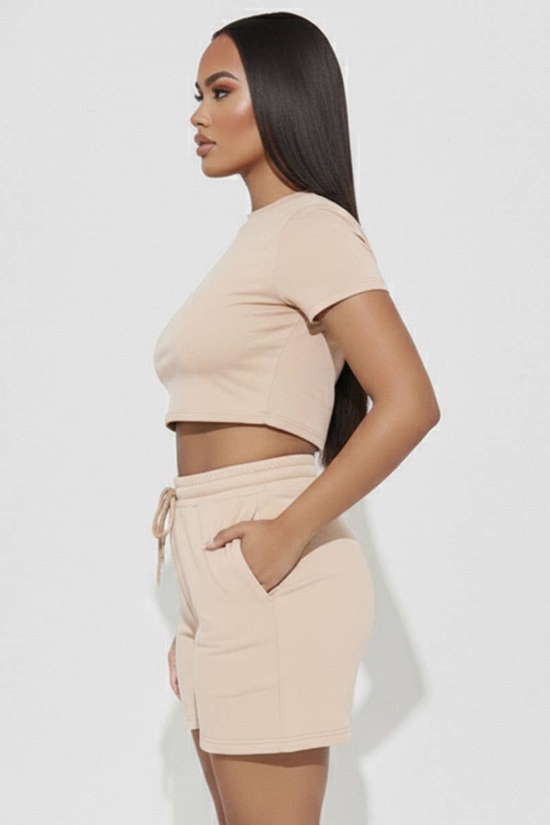 Alexander Fitted Crop Tee & Adjustable Drawstring Shorts Set