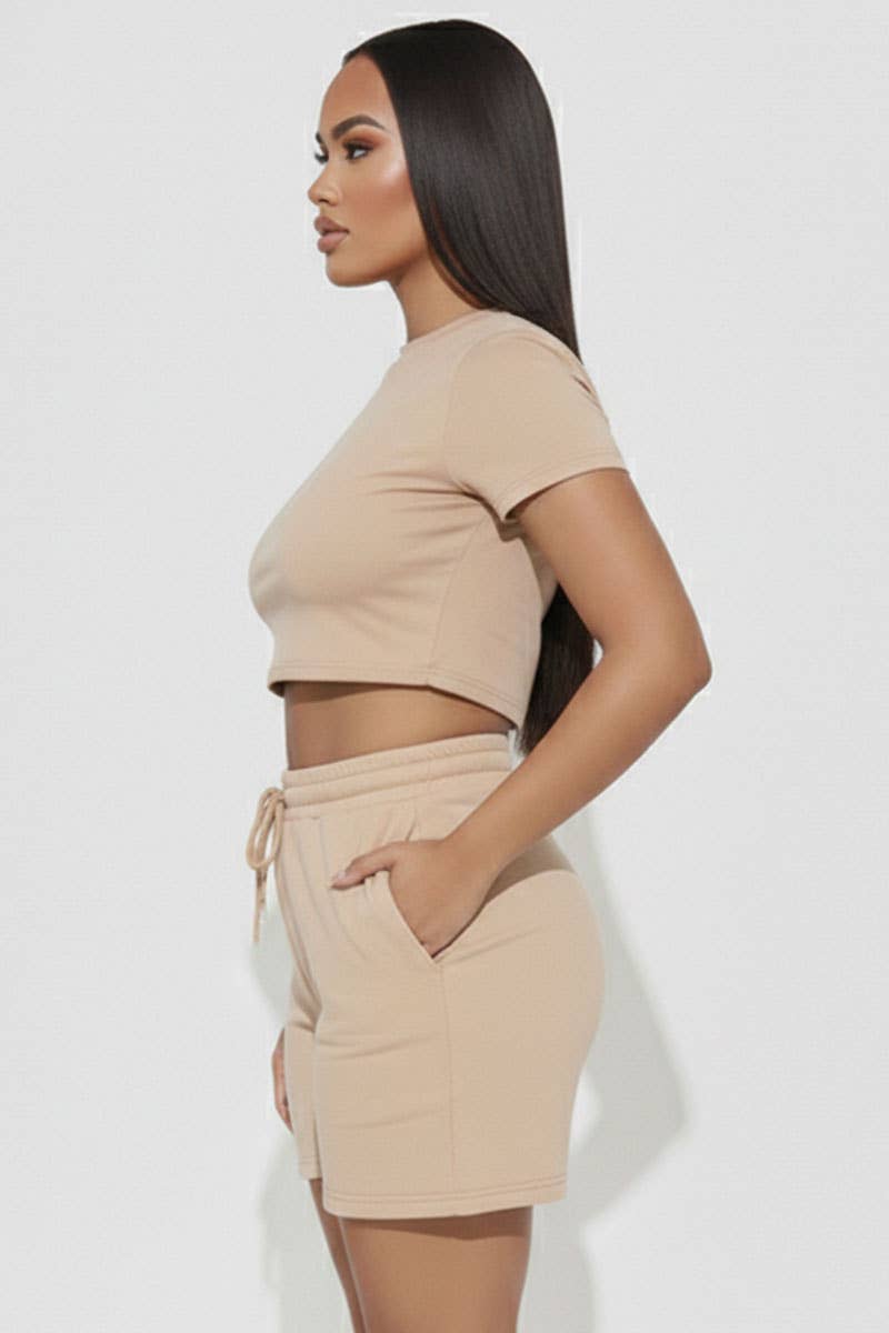 Alexander Fitted Crop Tee & Adjustable Drawstring Shorts Set