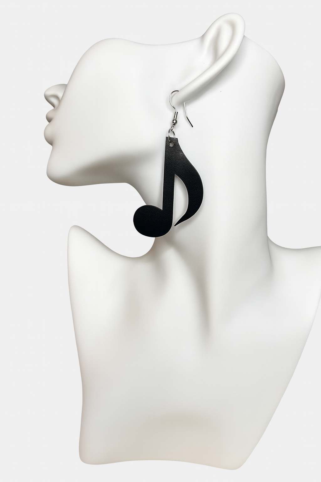 Black 8th Music Note Dangle Earrings
