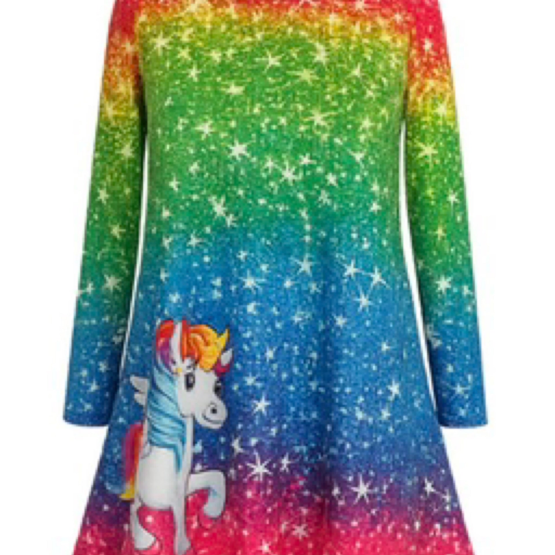 Little Girls Unicorn Dress sz 5-6y Multi color