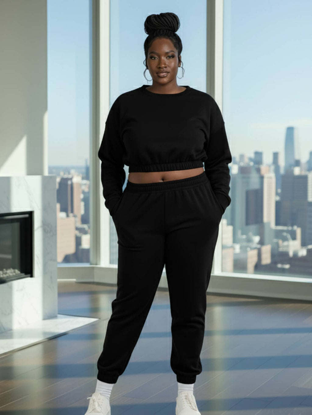 Amy French Terry Pullover & Joggers Set (Curvy/Plus)