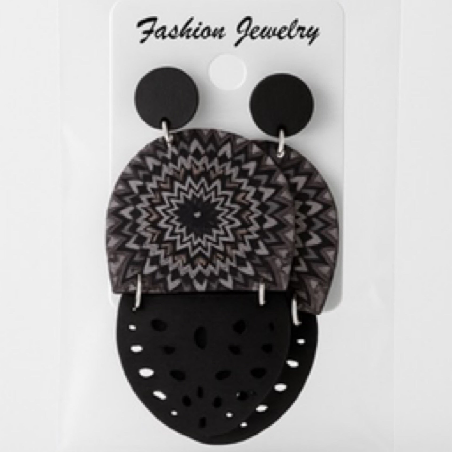 Black and White Oval Earrings