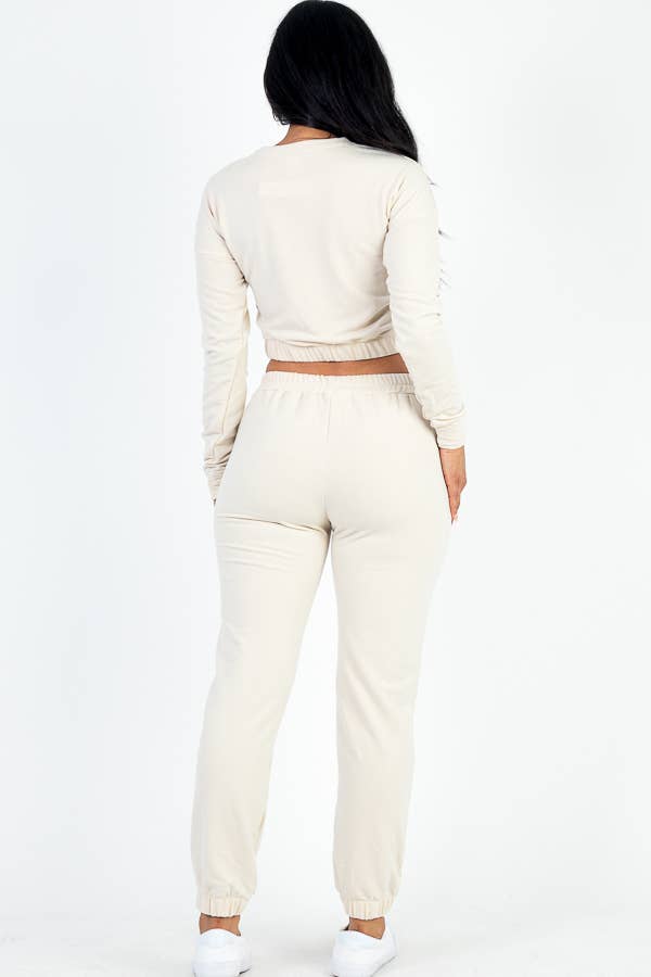 Amy French Terry Elastic Waist Pullover & Joggers Set