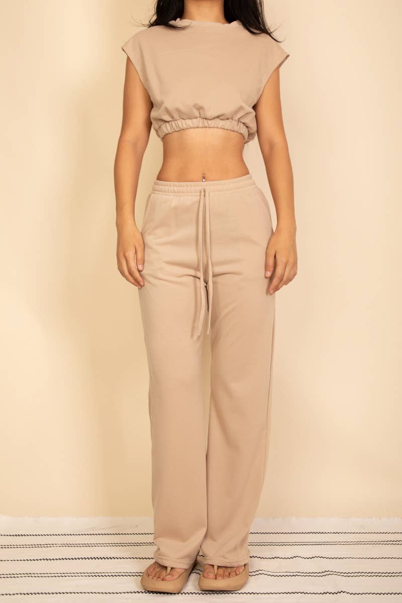 Jazmine Crop Top & Wide Leg Pants Set