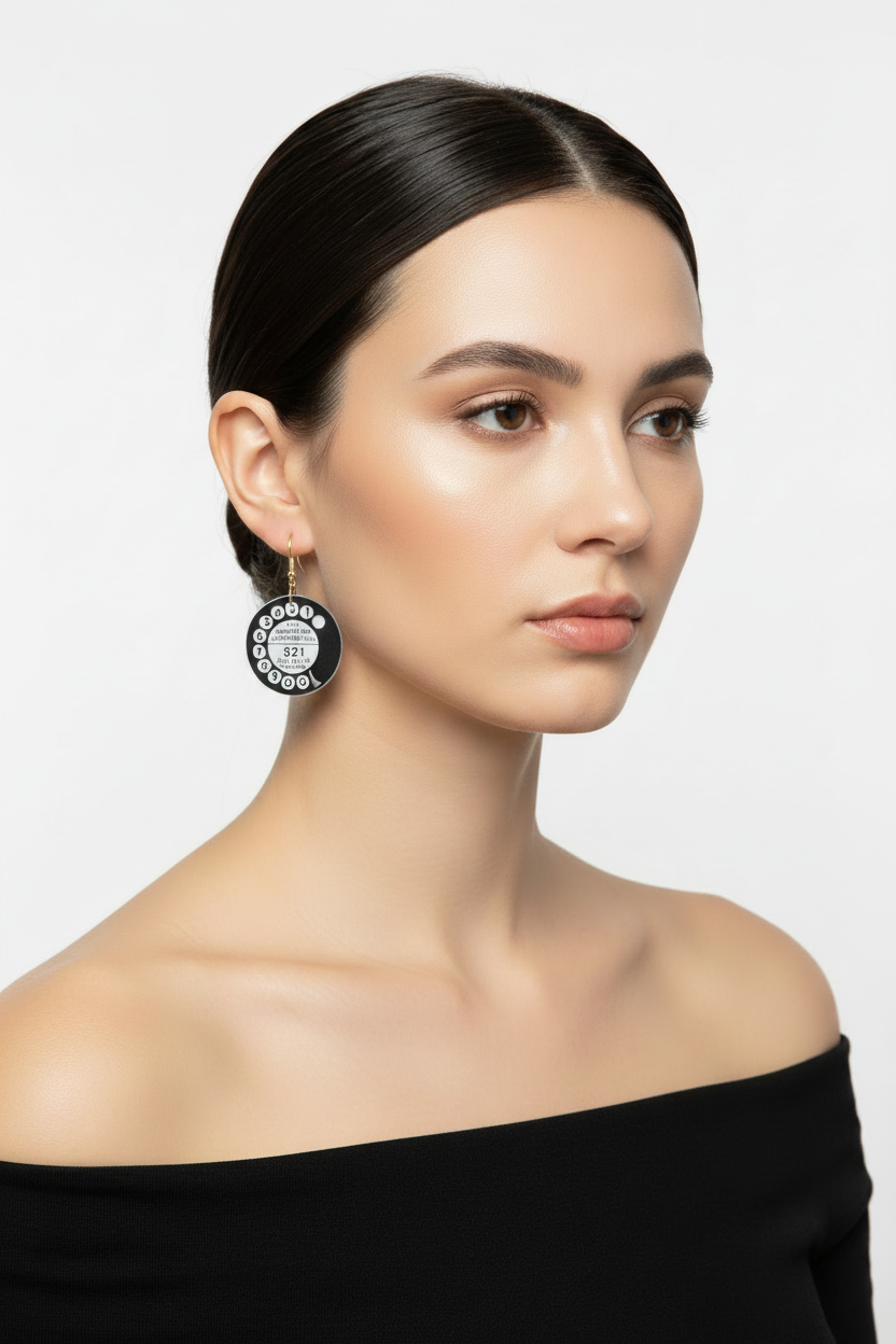 Boucles d'oreilles pendantes noires téléphone vintage
