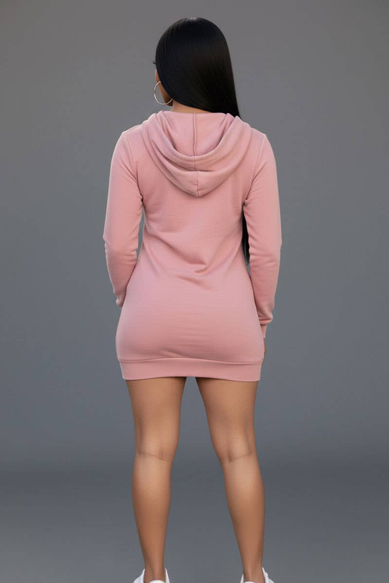 Amber French Terry Hooded Dress (Mauve)