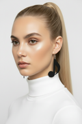 Black 8th Music Note Dangle Earrings