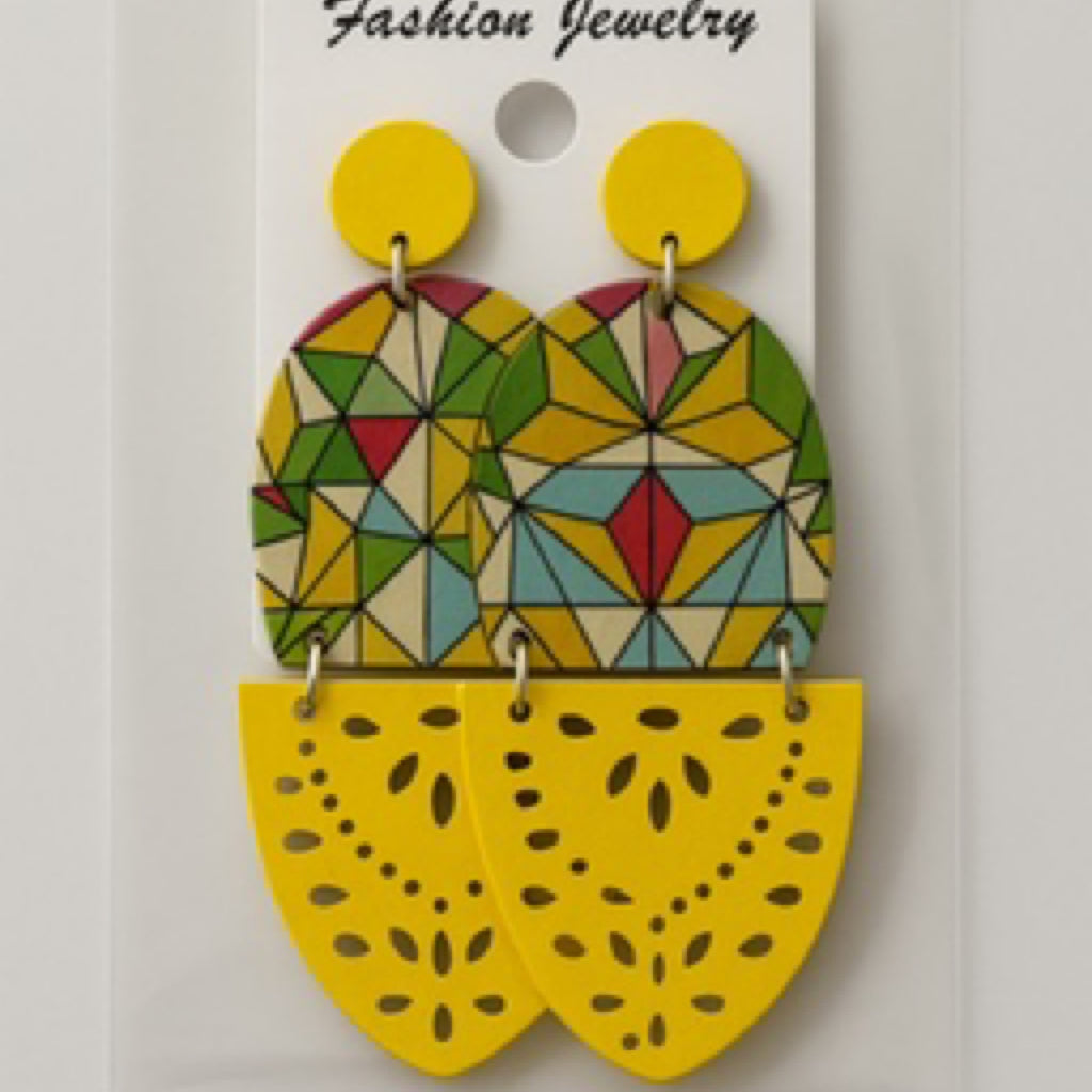 Fashion Earrings Yellow Multi color