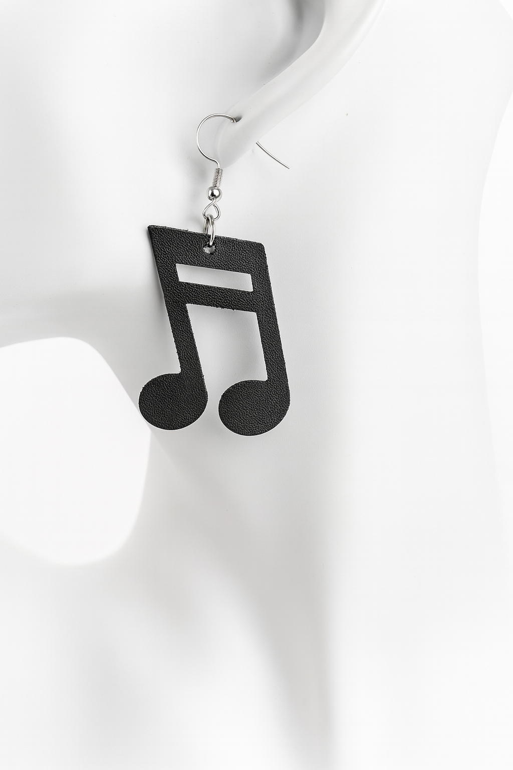 Black Beamed 6th Music Note Dangle Earrings
