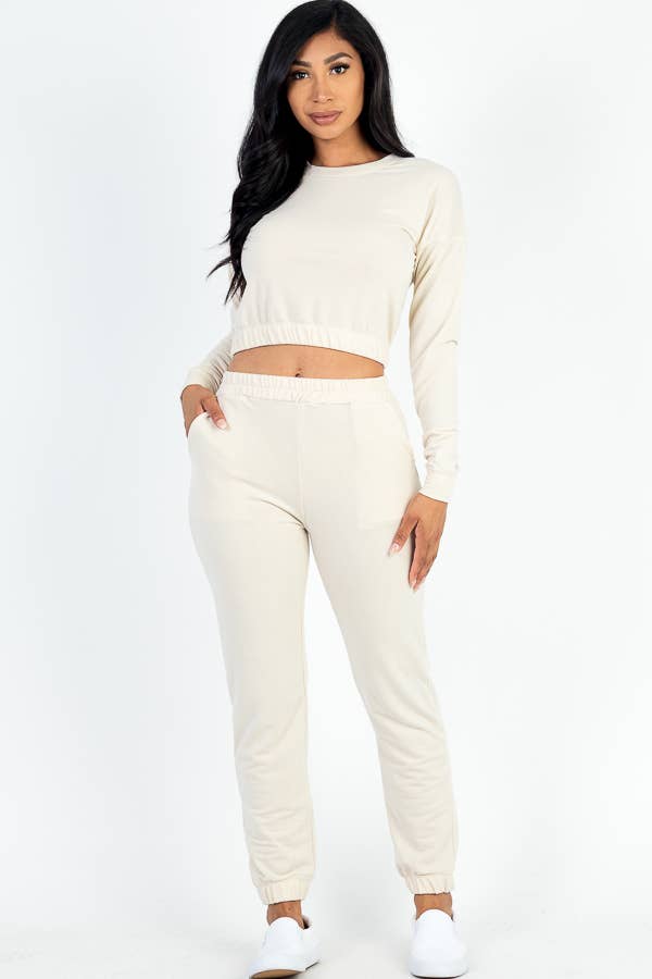 Amy French Terry Elastic Waist Pullover & Joggers Set