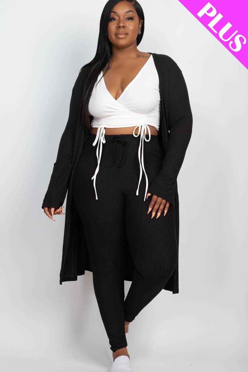 Janice Ribbed Long Sleeve Cardigan & Pants Set