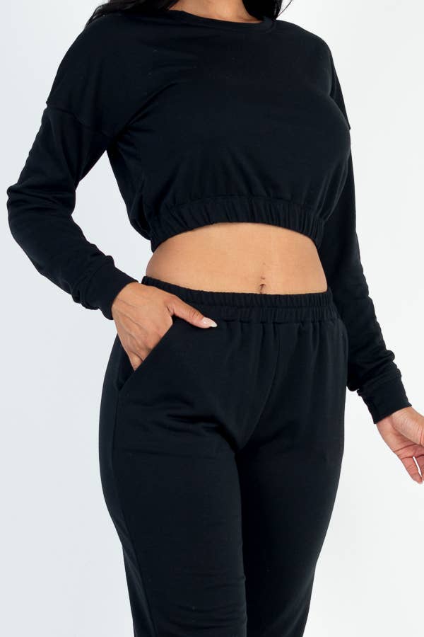 Amy French Terry Elastic Waist Pullover & Joggers Set