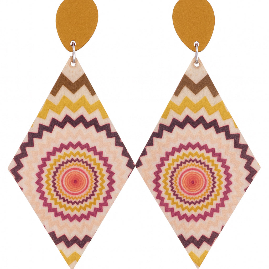 Wooden Earrings Brown Multi Color