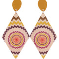 Wooden Earrings Brown Multi Color