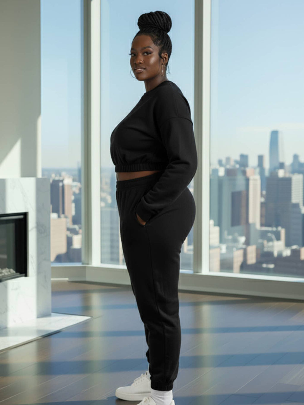 Amy French Terry Pullover & Joggers Set (Curvy/Plus)