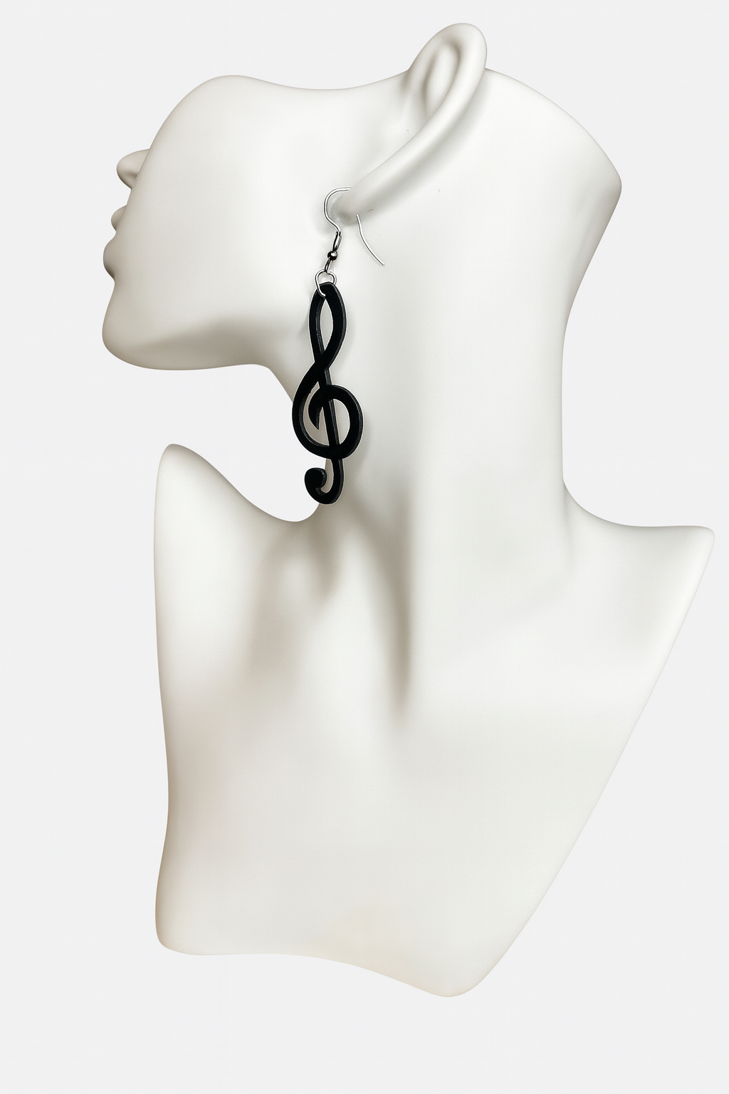 Black Treble Clef Music Note Dangle Earrings