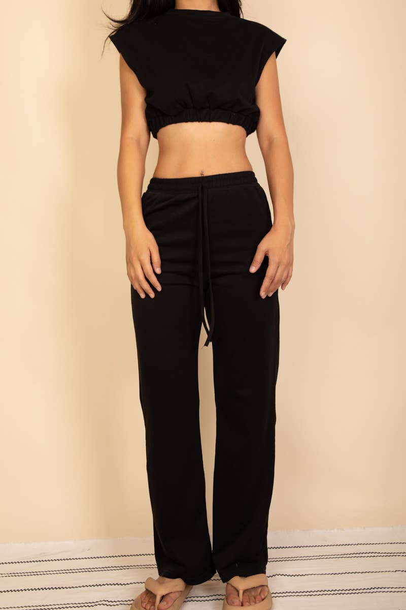 Jazmine Crop Top & Wide Leg Pants Set