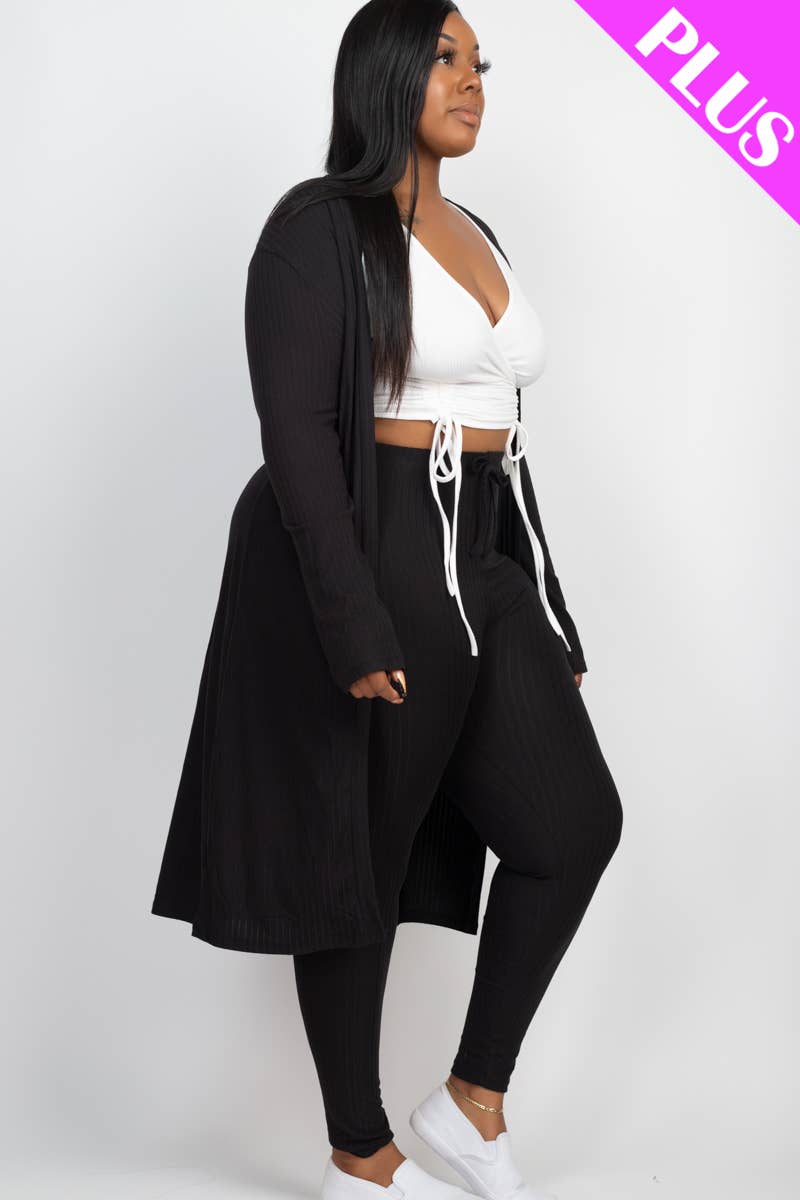Janice Ribbed Long Sleeve Cardigan & Pants Set