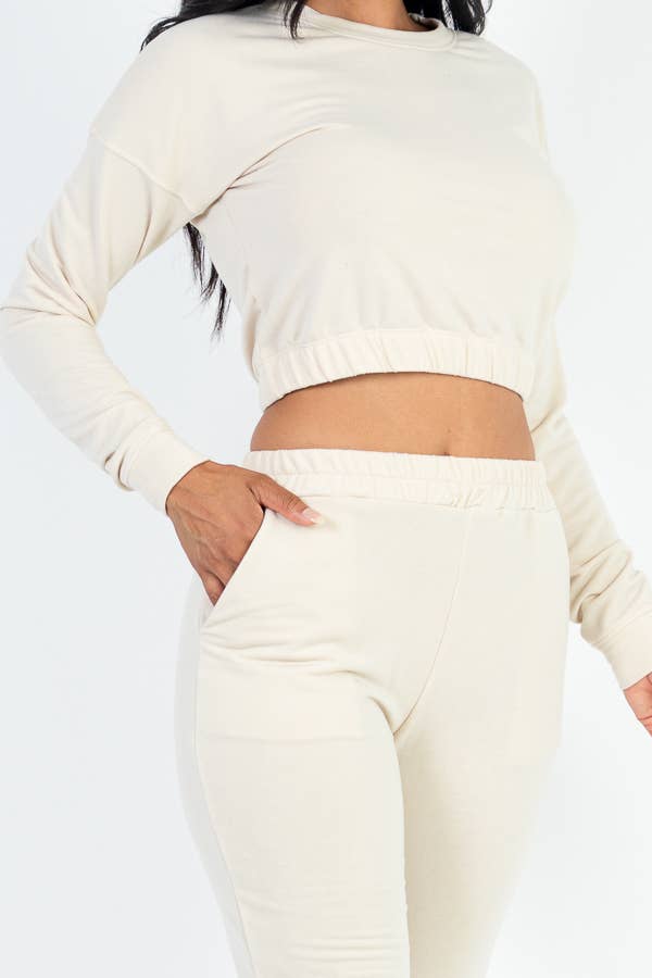 Amy French Terry Elastic Waist Pullover & Joggers Set