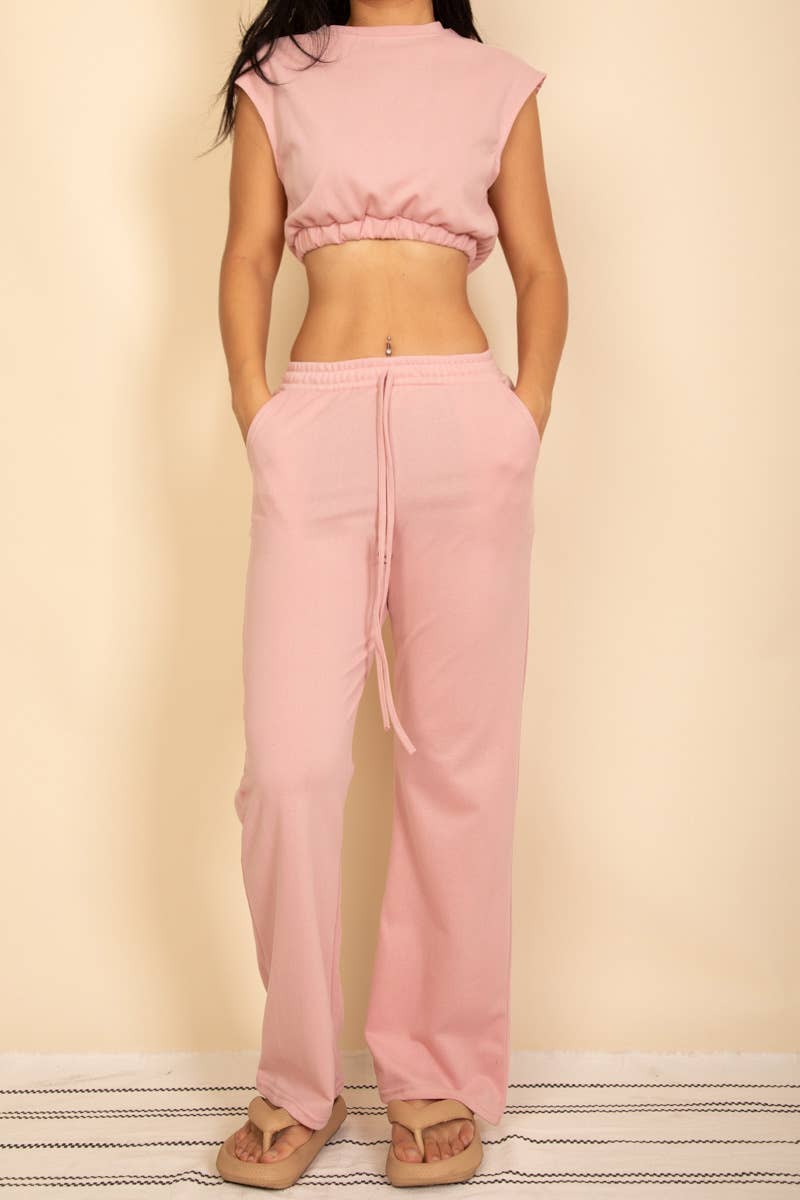 Jazmine Crop Top & Wide Leg Pants Set
