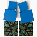 Earrings Square Turquoise Blue Multi Color Earrings