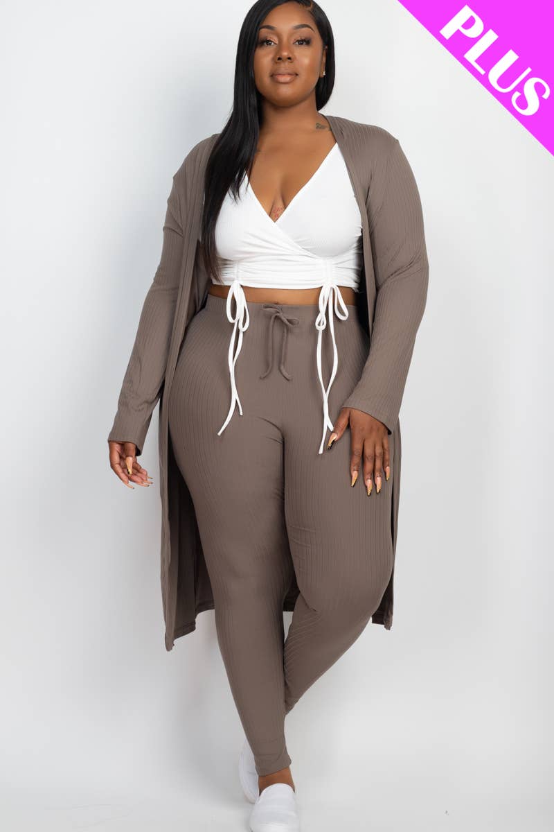Janice Ribbed Long Sleeve Cardigan & Pants Set