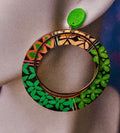 Green Multi Color Circle Earrings