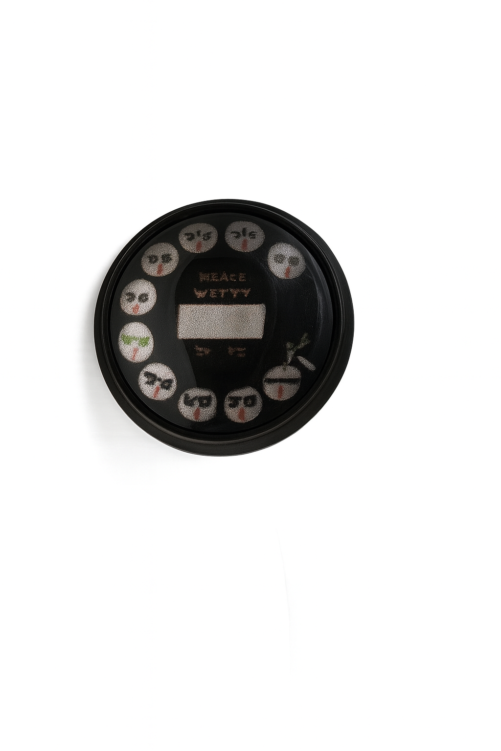 Pendientes de botón vintage con teléfono en negro, blanco y rojo