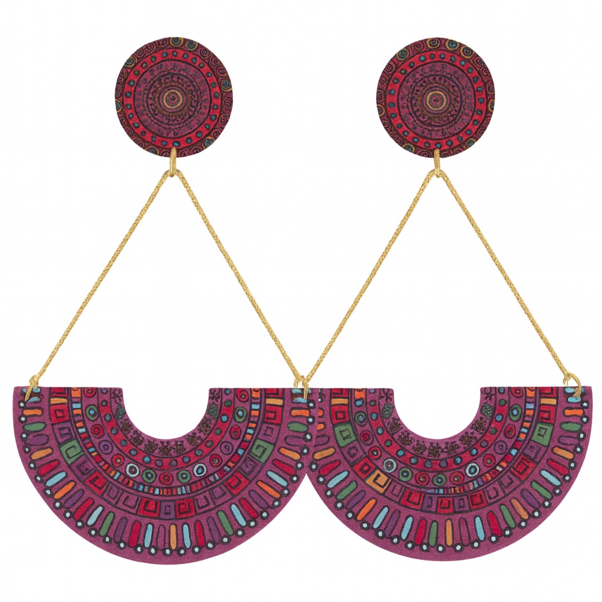 Pendientes de Madera Morado Multicolor